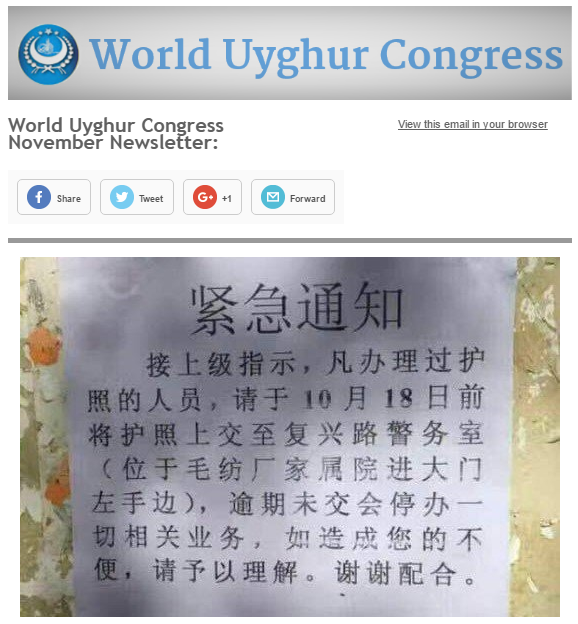 World Uyghur Congress | November Newsletter