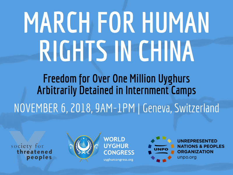 PRESS RELEASE: Thousands to Protest Against Mass Arbitrary Detention of Uyghurs on November 6th in Geneva Switzerland