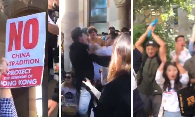 Pro-China and pro-Hong Kong students clash at University of Queensland