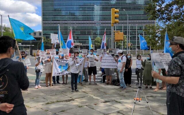 Dozens of NY Jews protest outside UN against China’s persecution of Uighurs