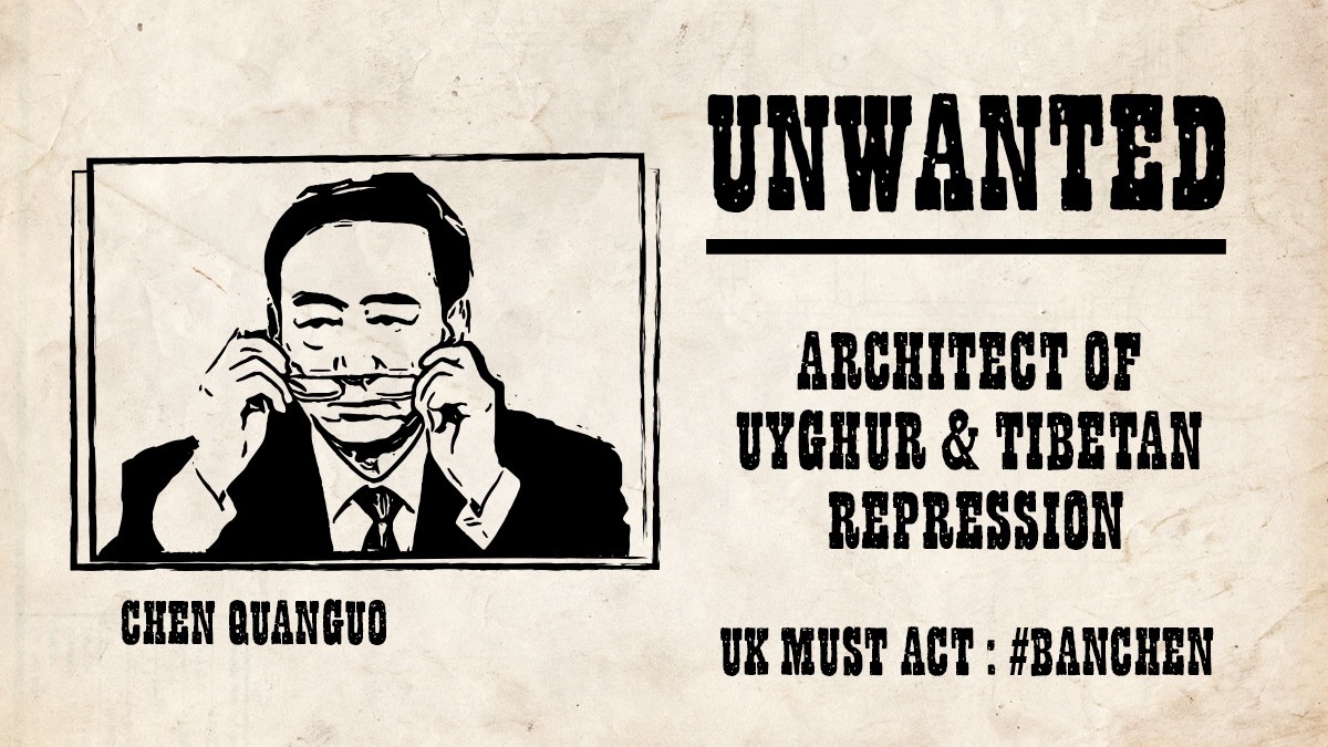DOMINIC RAAB: BAN CHEN QUANGUO FOR ATROCITIES AGAINST UYGHURS AND TIBETANS