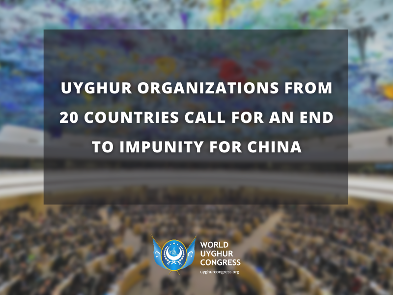 Press Release: Uyghur Organizations from 20 Countries Call for an End to Impunity for China