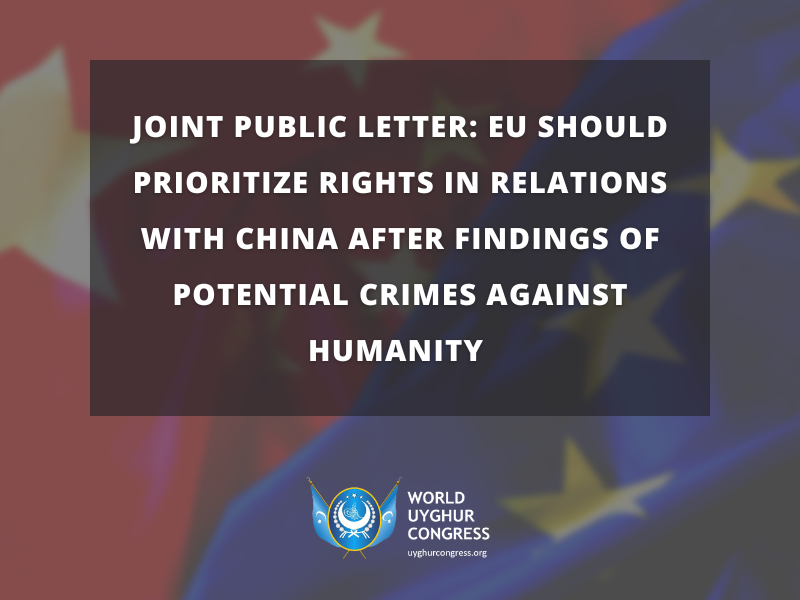 <strong>JOINT PUBLIC LETTER: EU SHOULD PRIORITIZE RIGHTS IN RELATIONS WITH CHINA AFTER FINDINGS OF POTENTIAL CRIMES AGAINST HUMANITY</strong>