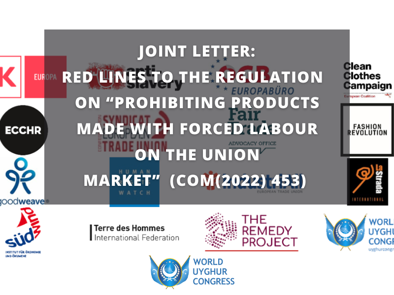 Joint Letter: Red lines to the Regulation on “prohibiting products made with forced labour on the Union market” (COM(2022) 453)