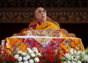 Tibetan spiritual leader Dalai Lama pauses as he delivers the Jangchup Lamrim teachings in Bylakuppe